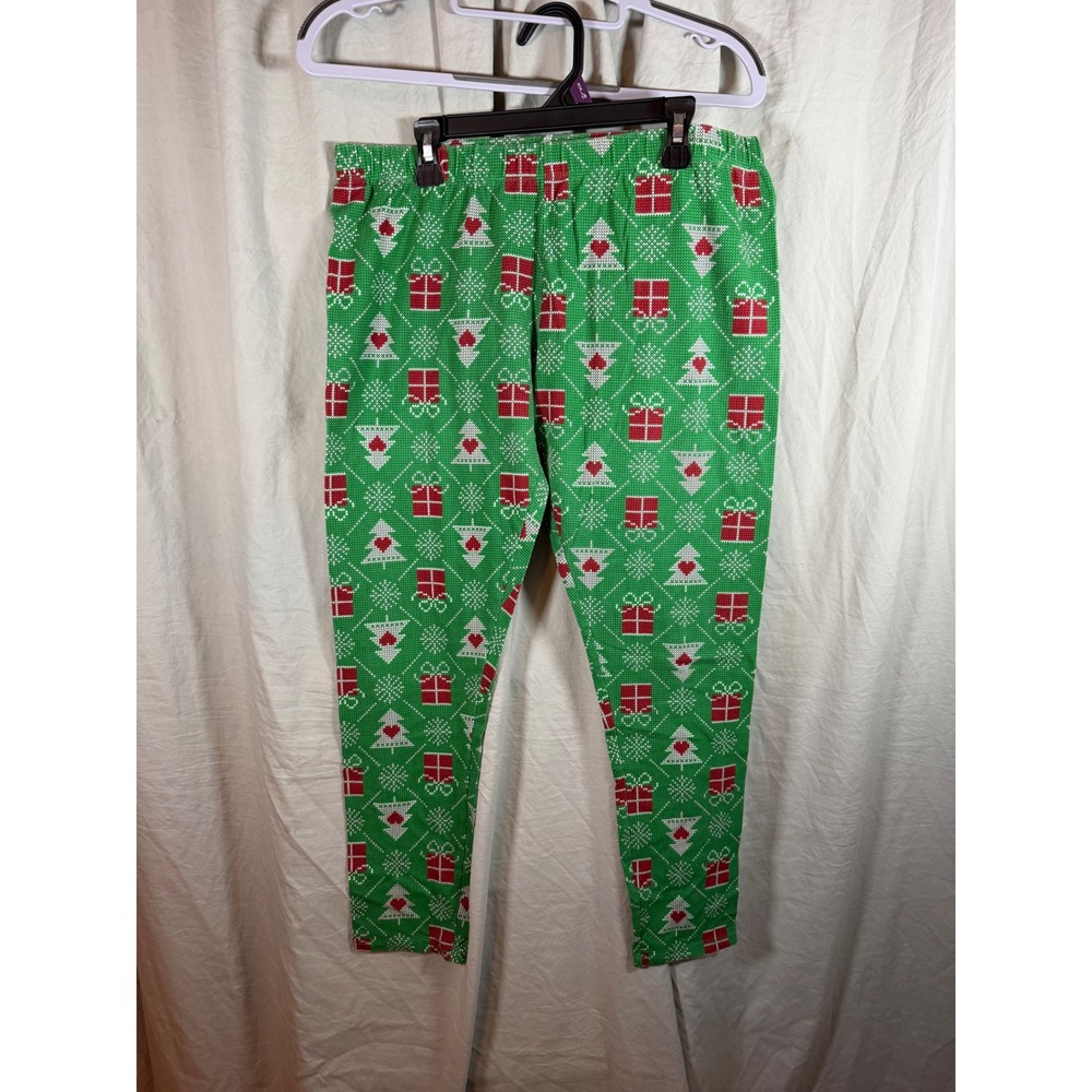 No Boundaries Womens Green Christmas Holiday Fair Isle Leggings XL 15-17‎